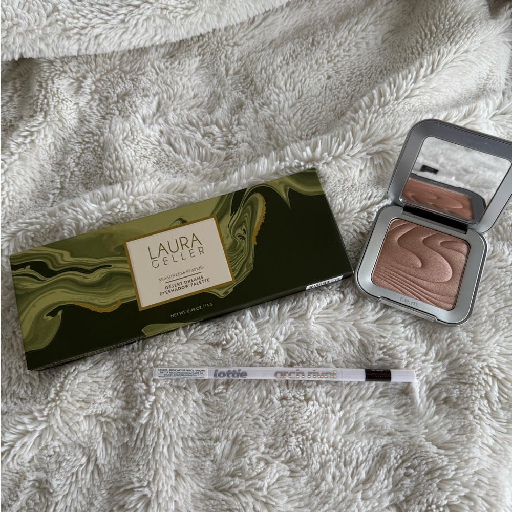 Laura Geller Eyeshadow Pallete Lottie Brow Pencil REM Highlighter Bundle NEW
